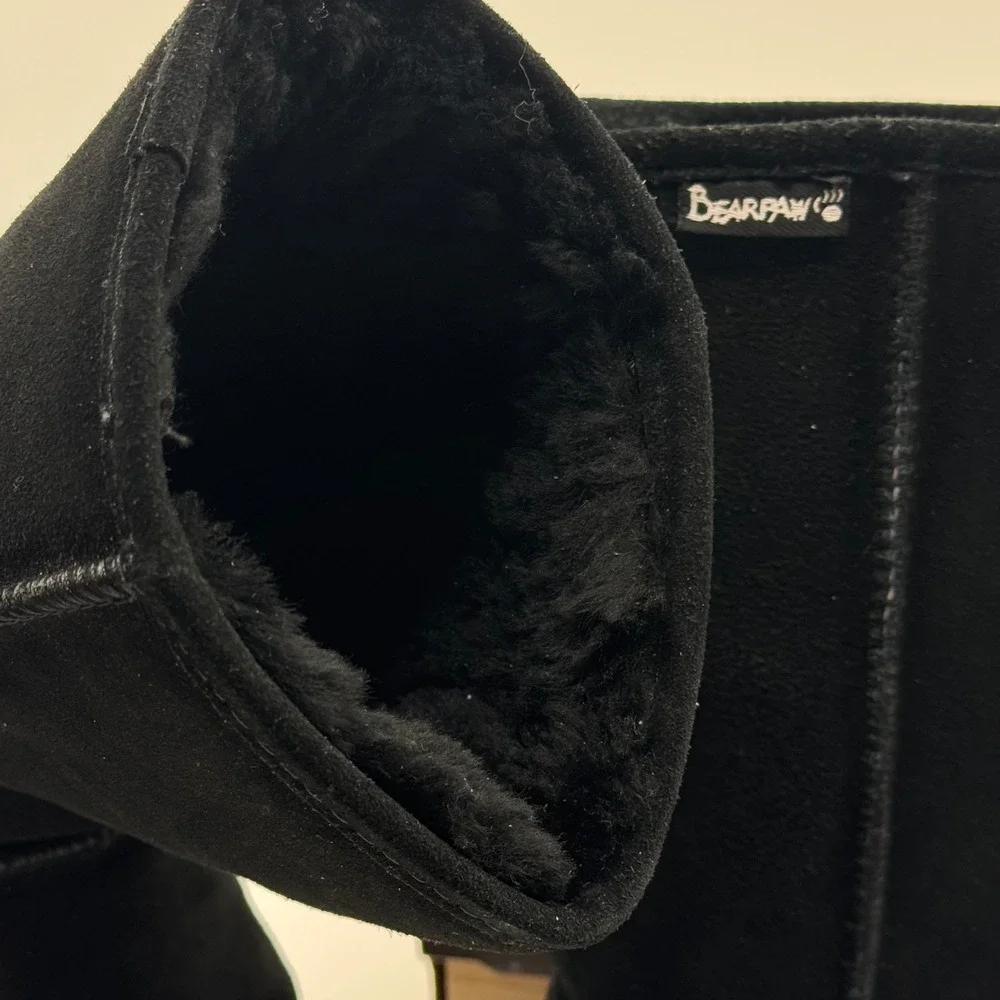 Bearpaw Meadow 605 Black Suede 10-inch Mid-Calf Winter Boots Womens 8